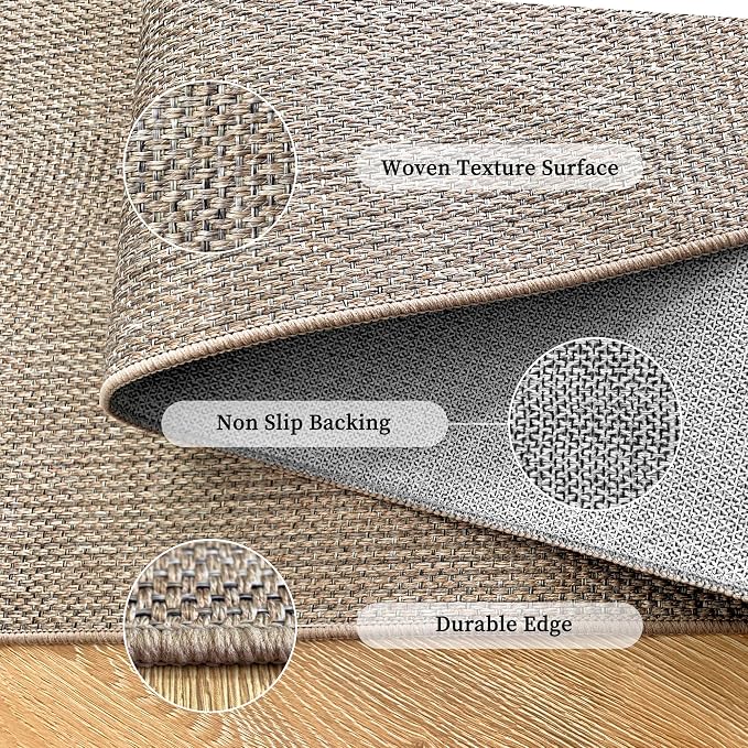 Non-Slip Jute Rug for Entryway: 3x5 Outdoor Mat - Swirl Curved Pattern | Safe Walking for Family All Day and Help with Cutting Slip Falls by 70%