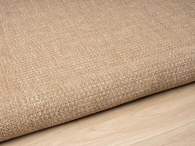 Berry Easy Jute Indoor Outdoor Rug, 8x10 Neutral Bordered Jute Look, Weather Resistant, Easy Care, Lightweight Outdoor Farmhouse Carpet for Patio, Porch, Living Room(8' x 10', Natural)