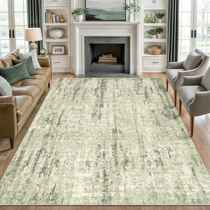 Valenrug Washable Rug 3x5 - Stain Resistant 3x5 Area Rugs for Living Room, Non Slip Backing Printed Rugs for Bedroom, Folable Area Rug(3'x5', Green)