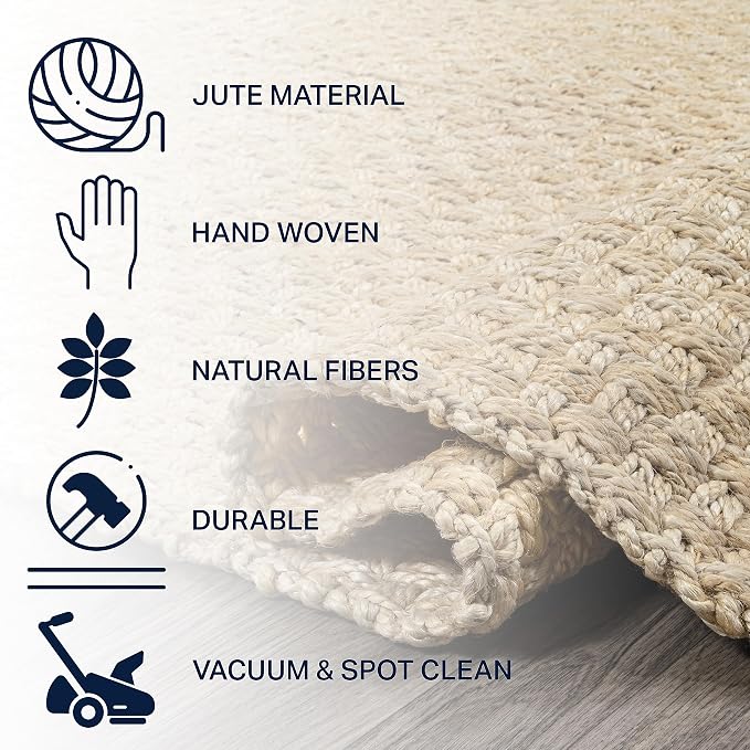 JONATHAN Y Estera Hand Woven Boucle Chunky Jute Ivory Indoor Area Rug, 8x10, Bohemian, Transitional, Easy-Cleaning for Living Room, Bedroom, Kitchen, Pet Friendly, Non-Shedding (NFR102B-8)