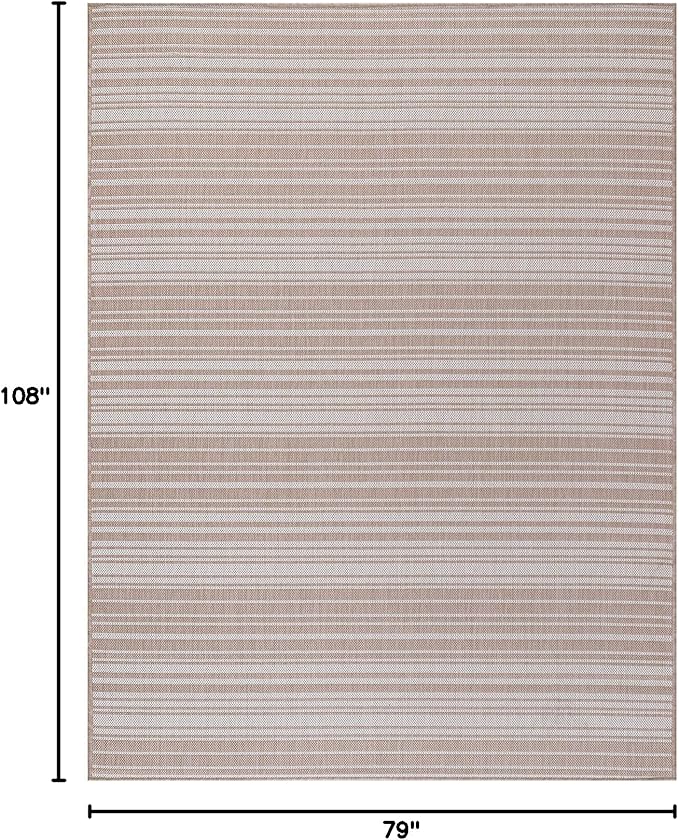 Luul Home Stripe Outdoor Rug 6x9 Washable Outside Carpet for Indoor Patio Porch Waterproof Easy Cleaning Non Shedding Area Rugs Beige 6 x 9