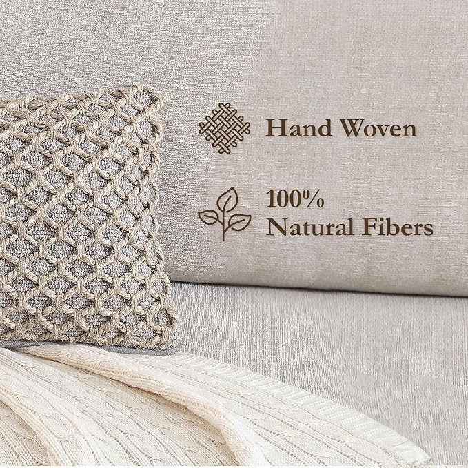 Boho Living Jada Premium Woven Design, Decorative Throw, Living Room Décor, (1) 12" x 20" Pillow Cover, Grey