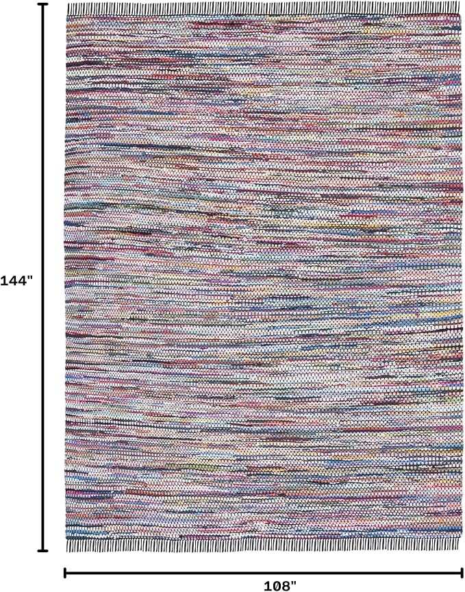SAFAVIEH Montauk Collection Area Rug - 9' x 12', Black & Pink, Handmade Flat Weave Cotton, Ideal for High Traffic Areas in Living Room, Bedroom (MTK251Z)