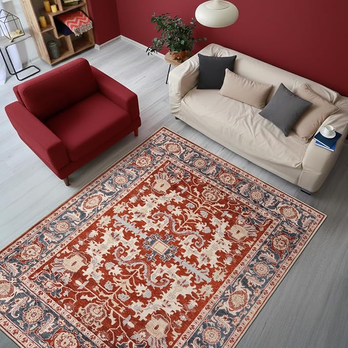 Keen Home Design 3x5 Rug - Machine Washable Entry Rug with Non-Slip Backing, Ideal for Enteryway, Kitchen, Bathroom, Laundry Room - Vintage, Easy Clean, Durable, Low Pile Rug - (3' x 5')