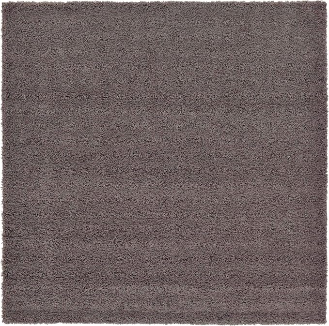 Unique Loom Solid Shag Collection Area Rug (8' Square, Graphite Gray)
