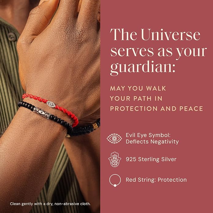 KARMA AND LUCK Guardian of Blessing, Men's Red String Bronze Charm Bracelet, Handmade in Bali for Protection, Adjustable Size