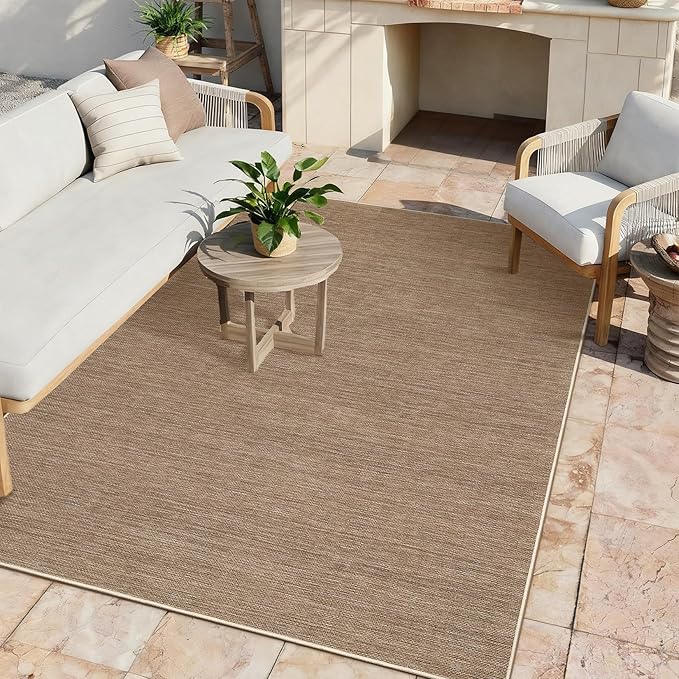 GarveeHome Neutral Easy Jute Rug 3x5 Modern Solid Washable Bedroom Rug | Indoor Small Non Slip Dining Room Throw Carpet Entryway Easy Jute Rugs for Nursery Kitchen Living Room Backyard, Brown