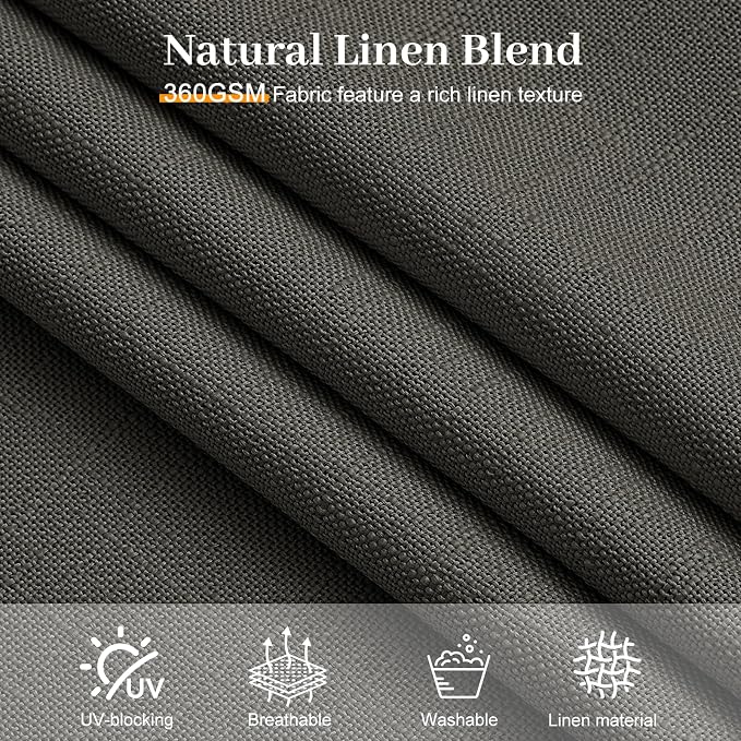 IVAPUPU Pinch Pleated Curtains 84 Inches Long for Living Room, Light Filtering Linen Blend Curtain Memory Trained Back Tab Drapes with Hooks Rings for Bedroom Dining Room, Charcoal Grey, W40xL84