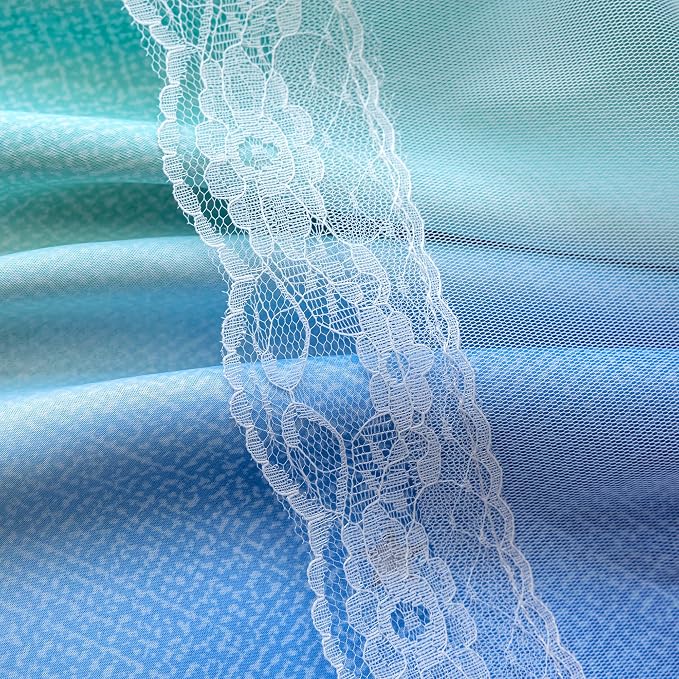 XiDi Blue Green Grey Blackout Curtains 63 Inches Long for Living Room Bedroom 2 Panels Double Layer Curtains Rainbow Kids Grommet Window Drapes for Nursery Princess Unicorn Wall Decals 52 Inches Wide