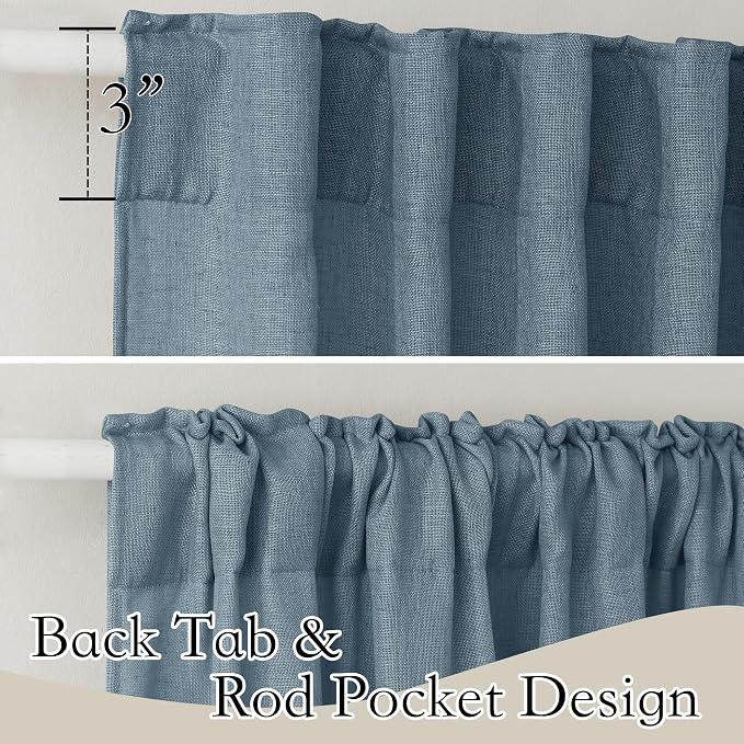 RYB HOME Stone Blue Sheer Curtains 90 inch Long Light Filtering Privacy Window Curtain Panels Soft Vertical Drapes Semitransparent Sheer Backdrop for Canopy Bed Nursery, W52 x L90 inch, 2 Panels