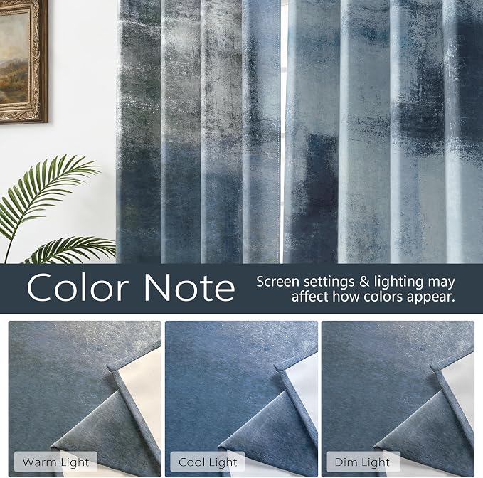 Asuexpect Dusty Blue Abstract Curtains 2 Panels Set Navy Grey Geometric Curtain Modern Chic Window Treatments Decorative for Farmhouse Living Room Bedroom Window 50% Darkening Curtain 52x96 Inch
