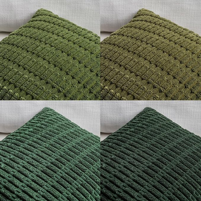 Fancy Homi 4 Packs Decorative Throw Pillow Covers for Living Room Couch Bed, Modern Farmhouse Boho Home Décor Accent Cushion Case, 24" x 12", Green Series