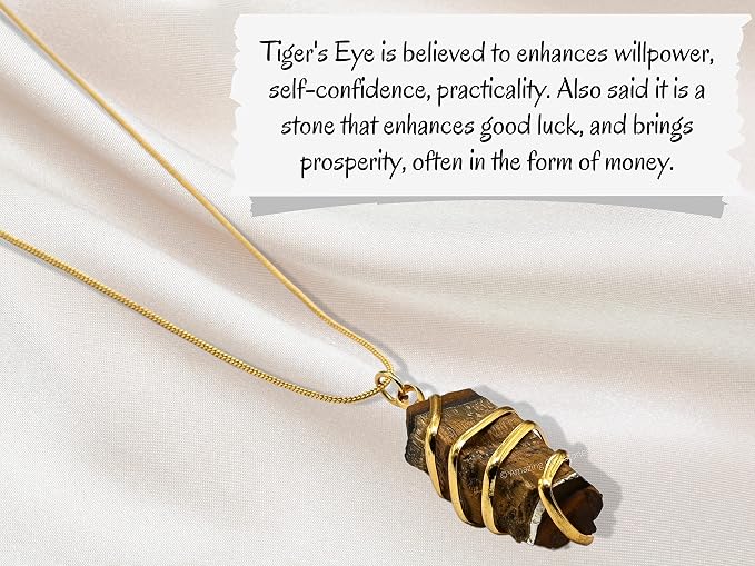 Amazing Gemstone Tiger Eye Crystal Necklace for Women - Premium Raw Healing Crystals for Gifts for Mom, Mothers, Teen Girls and Girlfriend