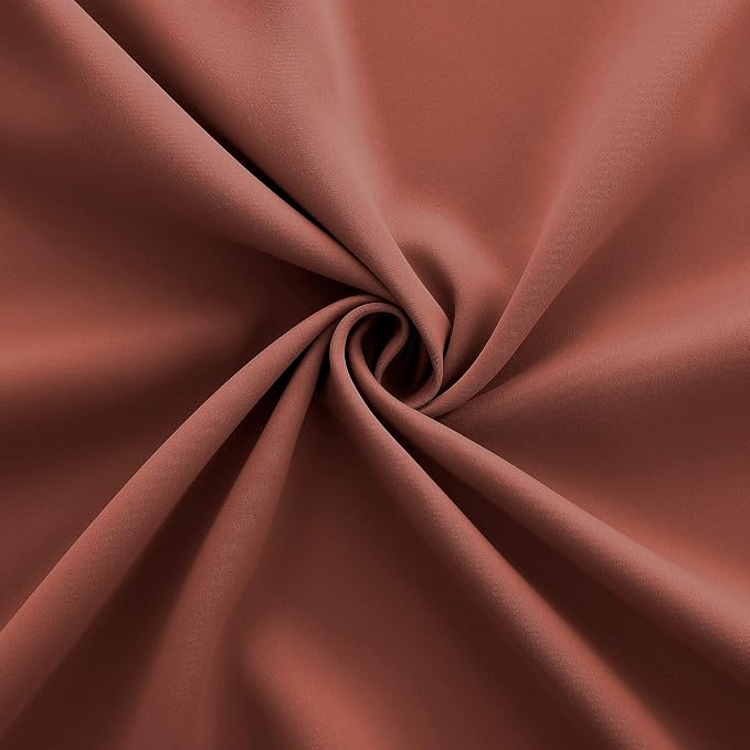 KOUFALL Burnt Orange Short Curtains 45 Inch Length for Kitchen, Boho Insulated Thermal Blackout Curtains for Bedroom Bathroom 45 Inch Long, 2 Panels Set, Terracotta Red Rust