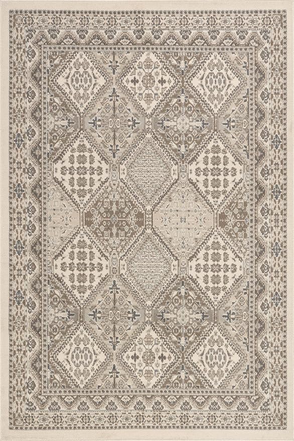 nuLOOM 10x14 Becca Traditional Tiled Area Rug, Beige, Faded Transitional Design, Stain Resistant, For Bedroom, Dining Room, Living Room, Hallway, Office, Kitchen, Entryway