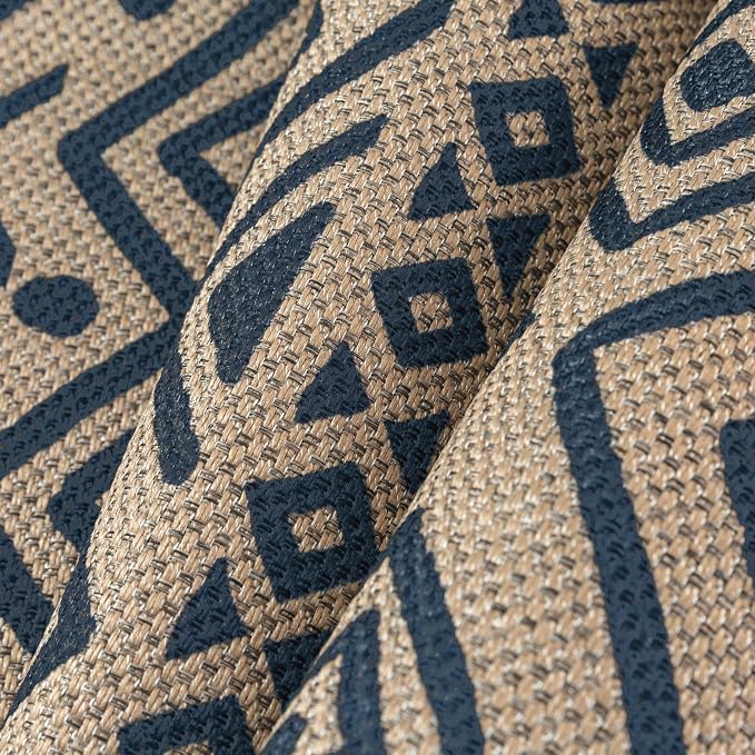 PureCozy 8x10 Easy Jute Outdoor Rug Blue Boho Indoor Outdoor Area Rug Farmhouse Patio Carpet for Backyard, Patio, Porch, Living Room，Easy-Cleaning, High Traffic, Pet-Friendly, Non-Shedding