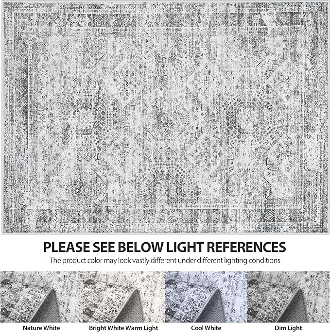 6x9 Area Rugs for Living Room Rug Washable: Abstract Rug for Dining Room Bedroom Carpet Non Slip 6 by 9 Indoor Modern Nursery Home Office Grey