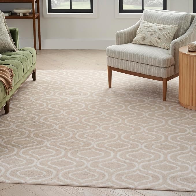 Nourison Home Jubilant Contemporary Beige 5'3" x 7'3" Area -Rug, Easy -Cleaning, Non Shedding, Bed Room, Living Room, Dining Room, Kitchen (5x7)