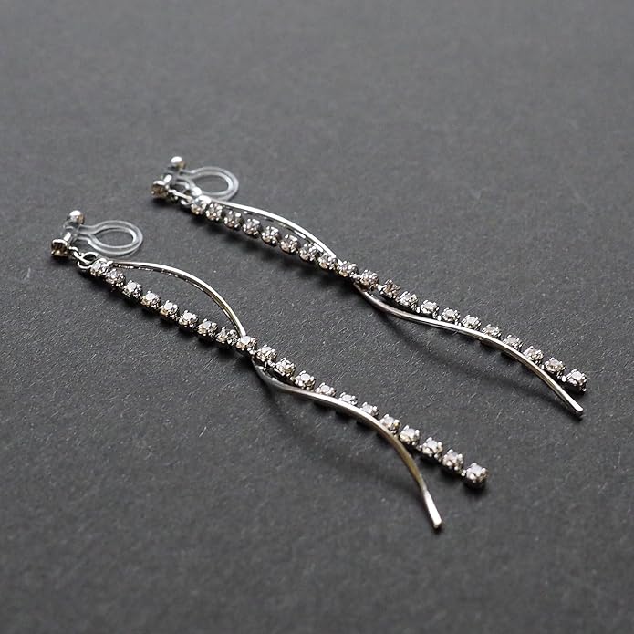 Comfortable Stick Invisible Clip On Earrings Gold Dangle Long Waved Threader Bar Clip-On Non Pierced Earrings Silver For Women,…