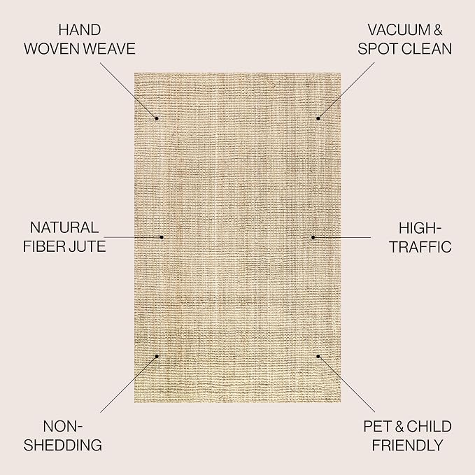 JONATHAN Y Hiro Hand Woven Chunky Jute Ivory Indoor Area Rug, 9x12, Bohemian, Transitional, Easy-Cleaning for Living Room, Bedroom, Kitchen, Pet Friendly, Non-Shedding (NFR103A-9)