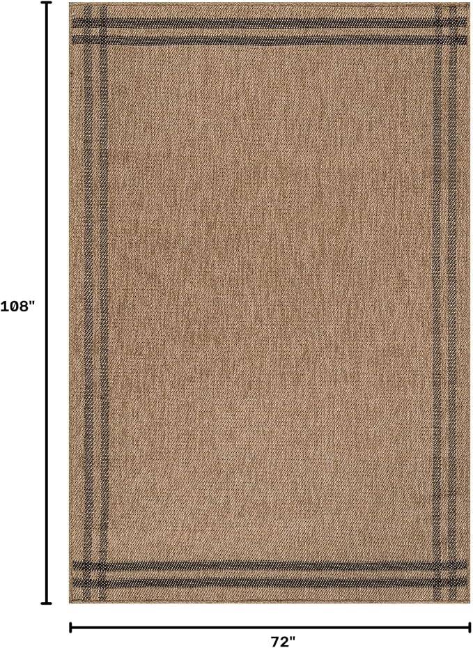 Luul Home Easy Jute Rugs 6x9 Bordered Natural Color Living Room Indoor Outdoor Area Rug for Patio and Kitchen Rug High Traffic Washable Easy to Clean Solid Boho Woven Design Outside Carpet (6 x 9)