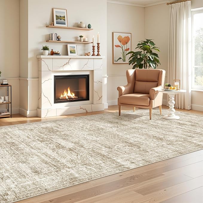 4x8 Rug Non Slip,Washable Hallway Runner Rug,Brown | Area Rugs for Kitchen,Entryway,Bedroom,Bathroom,Nursery Room,Thin,Soft Runner Rug,Stain Resistant Indoor Carpet
