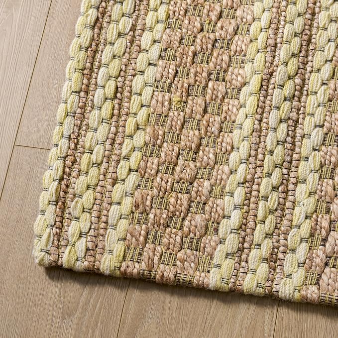 Martha Stewart X SAFAVIEH Collection Area Rug - 6' x 9', Natural & Yellow, Handmade Wool & Jute, Ideal for Living Room, Bedroom, Dining Space (MSR9528D)