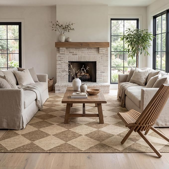 nuLOOM Outdoor Performance Collection Sabina Brown/Ivory, 4' x 6', Soft and Cozy, High Traffic, Stain Resistant, Easy Clean, Durable Area Rug for Indoor/Outdoor Patio, Deck, Porch, Garden, Courtyard