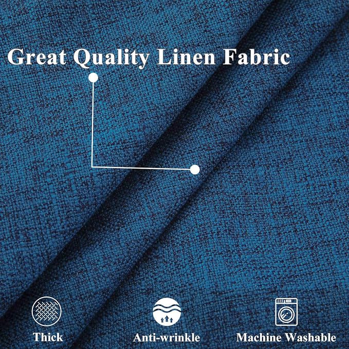 decorUhome Dark Blue Faux Linen Outdoor Throw Pillow Covers 18x18 Set of 2 | Fall Decorative Textured Neutral Modern Farmhouse Pillow Covers with Stitched Edge for Couch Sofa Bed Living Room
