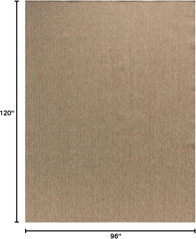 Angela Easy Jute Indoor Outdoor Rug, 8x10 Neutral Solid Jute Look, Polyester, Durable, Easy Care Outdoor Farmhouse Carpet for Patio, Porch, Living Room (8' x 10', Natural)
