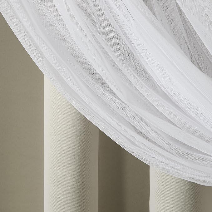 TOWN & COUNTRY LUXE Talia Double Layer Indoor Curtains, Sheer and Room Darkening Blackout, Grommet Top, Energy Efficient, 2-Pack Set, 52"x63", Cloud Grey