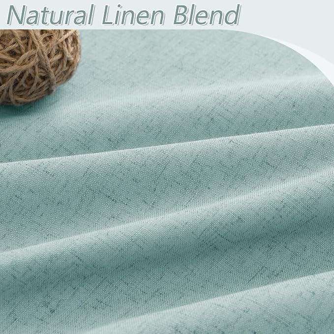Guken 100% Blackout Linen Curtains 80 Inch Length 2 Panels Set for Living Room Bedroom Back Tab Thermal Insulated Black Out Linen Drapes Room Darkening Window Curtains,Light Blue