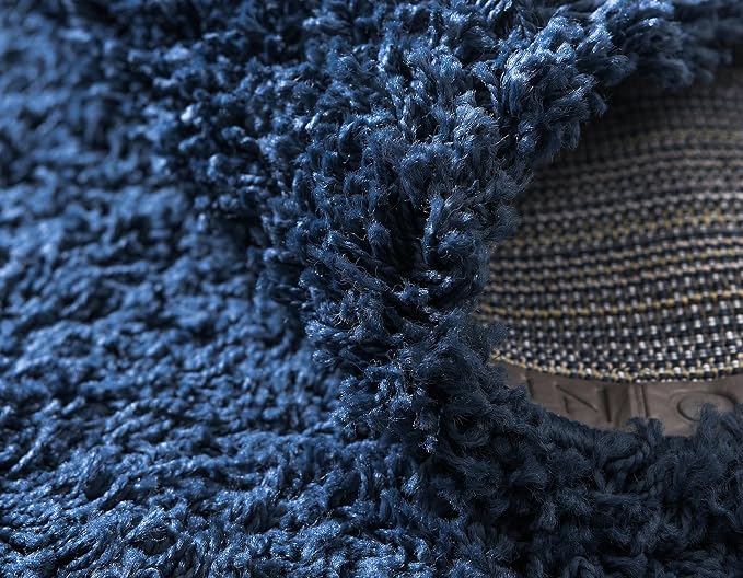 Unique Loom Solid Shag Collection Area Rug (2' 7" x 10' Runner Sapphire Blue/Navy Blue)