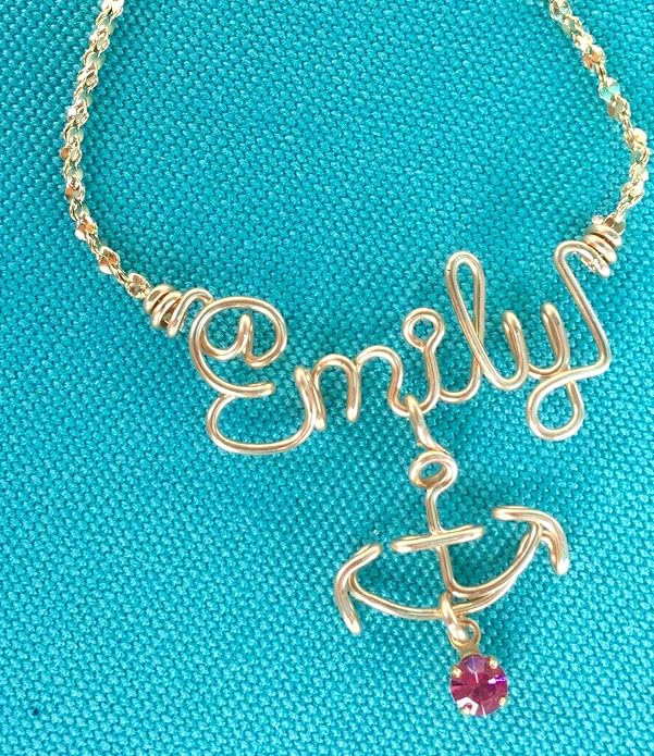 Personalized Nautical Necklace or Anklet~Silver or Gold~Anchor~Sailing~Charm w/Birthstone~Any Name~Handcrafted Custom Jewelry