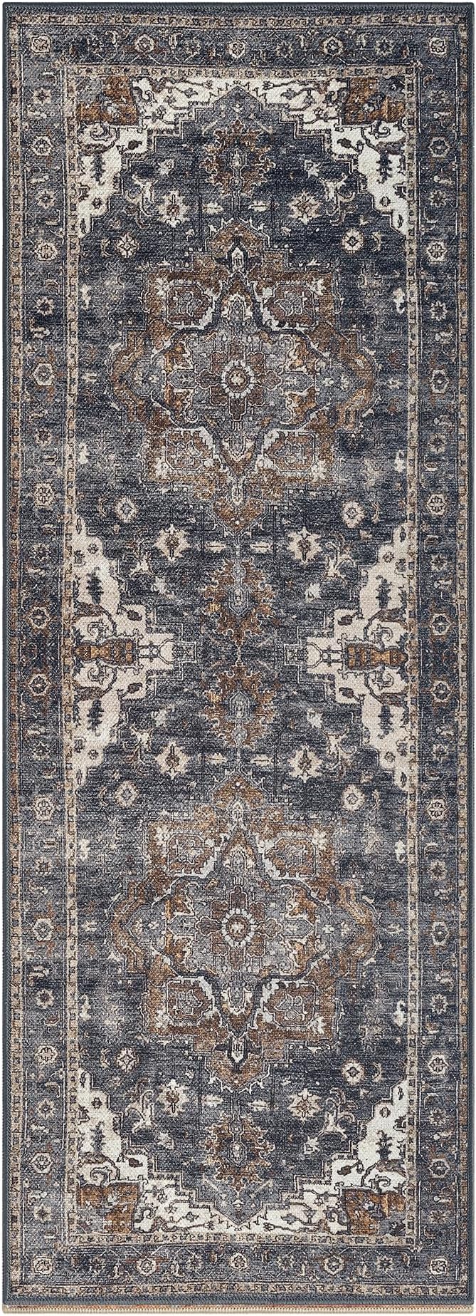 Keen Home Design 30"x120" Rug - Machine Washable Runner with Non-Slip Backing, Ideal for Hallway, Entryway, Kitchen, Laundry Room - Vintage, Easy Clean, Durable, Low Pile Rug - (2'6" x 10')