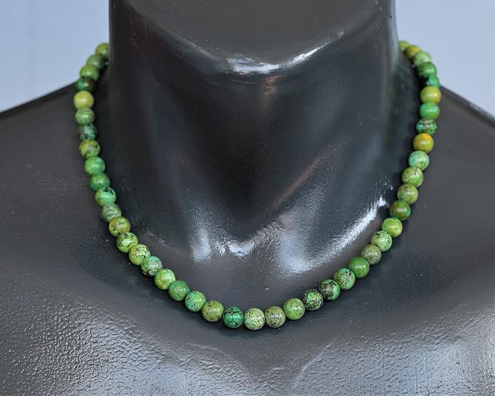 Natural Gemstone Beaded Choker Necklace | 8mm Handmade Adjustable Jewelry for Men & Women | Chakra Balancing Crystal Necklace | Spiritual Gift | Macrame Cord with Extender