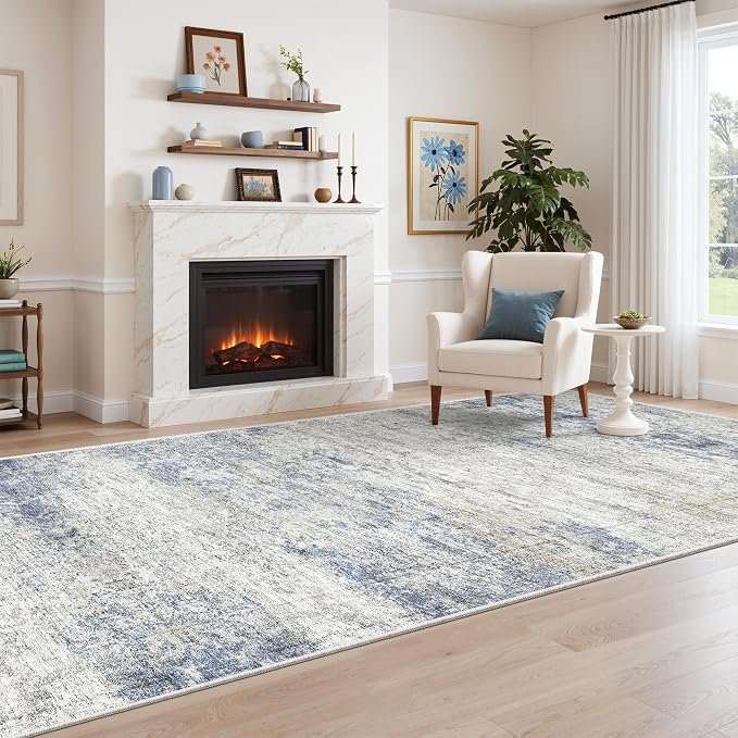 4x8 Rug Non Slip,Washable Hallway Runner Rug,Blue | Area Rugs for Kitchen,Entryway,Bedroom,Bathroom,Nursery Room,Thin,Soft Runner Rug,Stain Resistant Indoor Carpet