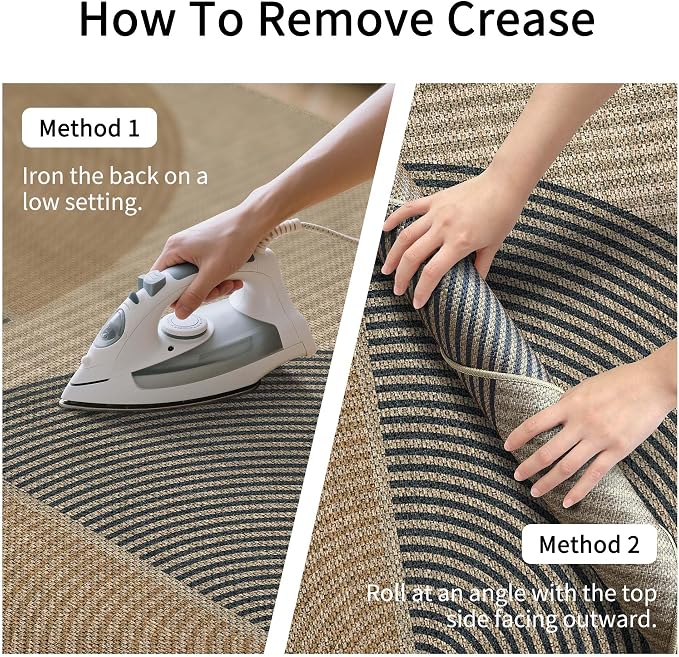 Non-Slip Jute Rug for Entryway: 3x5 Outdoor Mat - Rainbow Curve Pattern | Safe Walking for Family All Day and Help with Cutting Slip Falls by 70%