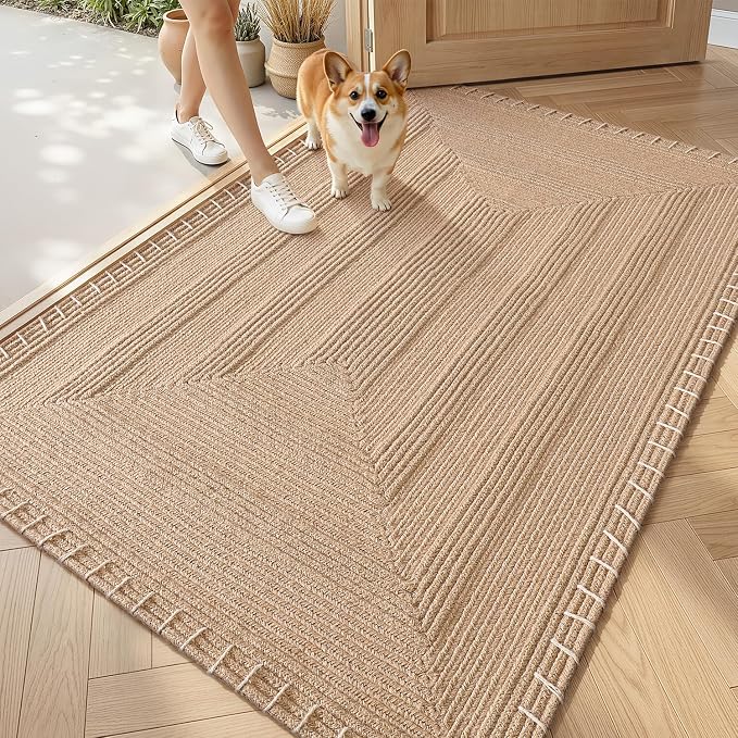 LUMI Indoor Door Mat 36"x60", Non-Slip Handwoven Jute Rug, Classic | Handcrafted Natural Jute Fibers, Reinforced Edges Resist Fraying, 0.3" Low-Profile Doormat, Non-Slip System Included