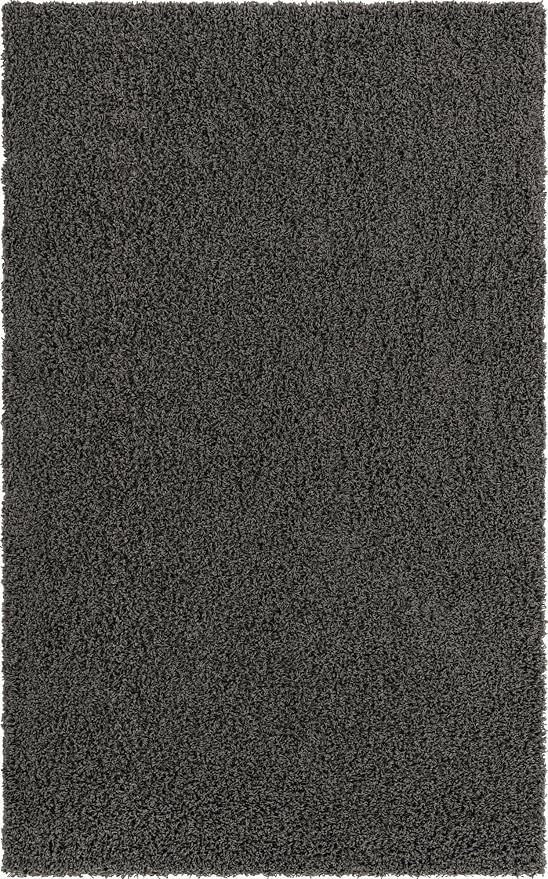 Unique Loom Solid Shag Collection Area Rug (5' 1" x 8' Rectangle Graphite Gray)