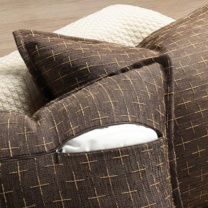 ZWJD Pillow Covers 24x24 Set of 2 Soft Polyester Textured Pillow Covers with Stylish Flange Edge Cozy Farmhouse Throw Pillows for Couch Bed Sofa Living Room