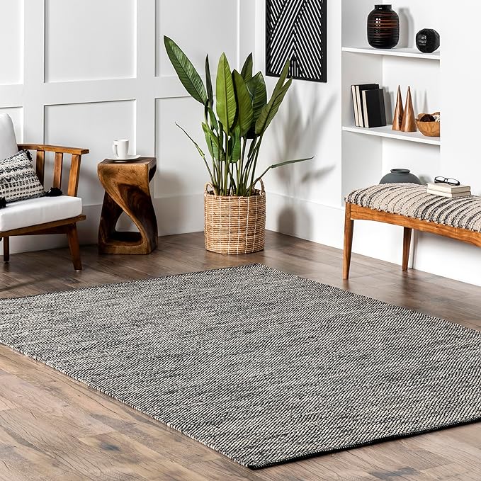 nuLOOM Alessi Solid Farmhouse Cotton Accent Rug, 2x3, Grey