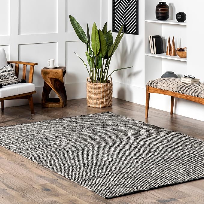 nuLOOM Alessi Solid Farmhouse Cotton Area Rug, 4x6, Grey