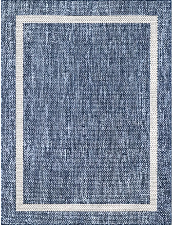 Luul Home Bordered Outdoor Rug 5x7 Washable Outside Carpet for Indoor Patio Porch Waterproof Easy Cleaning Non Shedding Area Rugs Blue 5 x 7