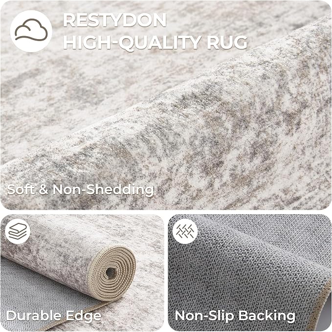 2x12 Runner Rug Non Slip,Washable Hallway Runner Rug,Taupe | Long Neutral Rugs for Kitchen,Entryway,Bedroom,Bathroom,Laundry Room,Thin,Soft Runner Rug,Stain Resistant Indoor Carpet
