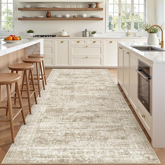 4x8 Rug Non Slip,Washable Hallway Runner Rug,Brown | Area Rugs for Kitchen,Entryway,Bedroom,Bathroom,Nursery Room,Thin,Soft Runner Rug,Stain Resistant Indoor Carpet