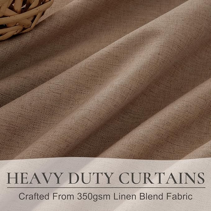 RustBrown Black Out 92 Inch Long Boho Curtains 2 Panel Set, Farmhouse Curtains for Living Room Darkening/Thermal/Noise Reduction Textured Flax Linen Drape Hook&Ring Included Chocolate 50"x92"
