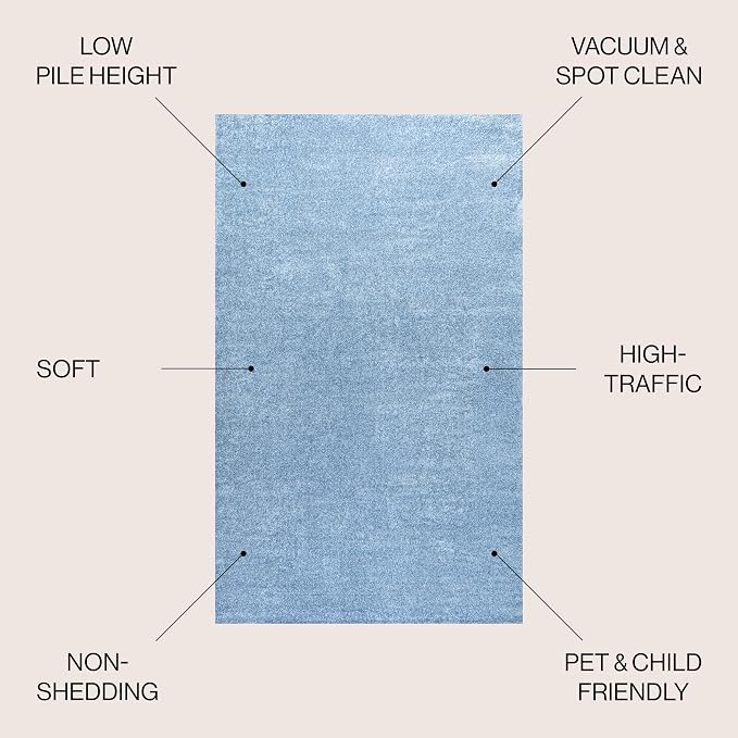 JONATHAN Y Haze Solid Low-Pile Classic Blue Indoor Area Rug 12x15, Coastal,Bohemian,Minimalist,Classic, Easy-Cleaning for Living Room,Bedroom,Kitchen,Pet Friendly,Non-Shedding (SEU100F-15)