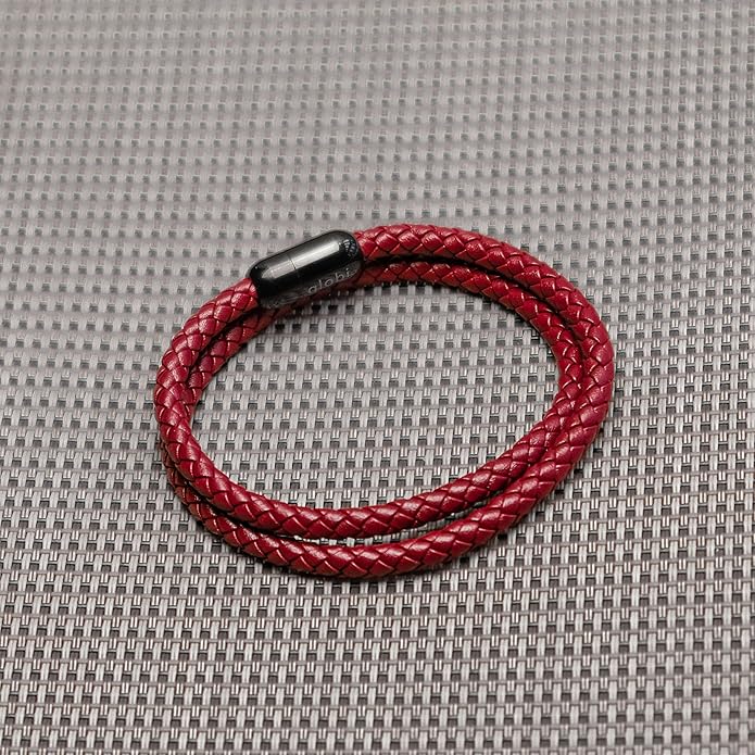 globi Leather Bracelet For Men | Genuine Wrap Braided Leather Cuff Bangle Bracelet with Magnetic Stainless Steel Clasp For Men/Women