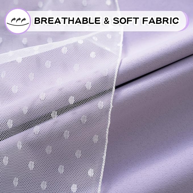 MYSKY HOME Lilac Curtains for Girls Bedroom & Nursery Kids Blackout Short Curtains for Small Windows 54 Inch Long Double Layer with Polka Dots Sheer, Grommet Tops, 52" Wide, 2 Panels